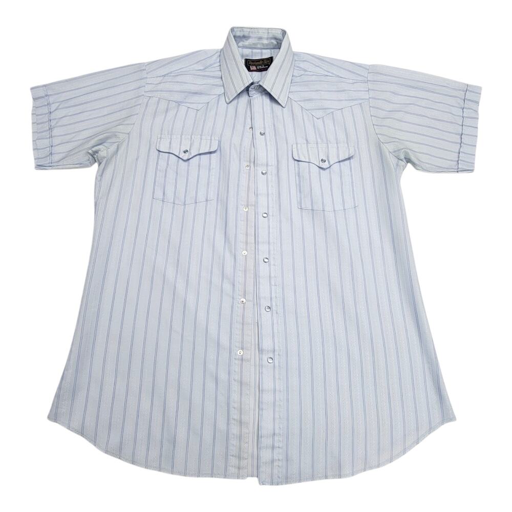 Vintage Panhandle Slim Pearl Snap Shirt Mens 16.5 L Short Sleeve Western USA